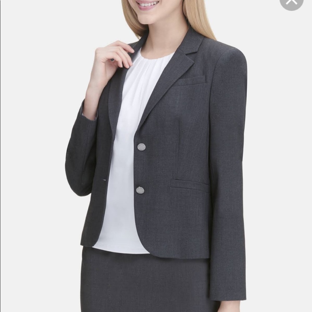 Calvin Klein Two-Button Blazer - Charcoal